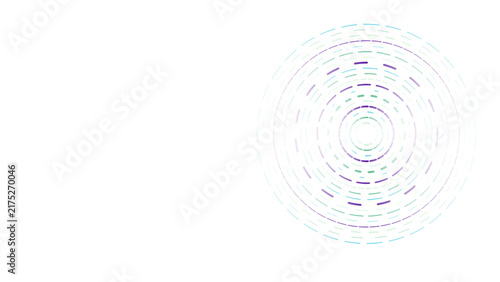 Abstract circular pattern with blue and green segments on a black background, geometric radial composition, concentric digital