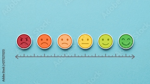 Employee Engagement Satisfaction Scale with Colorful Faces