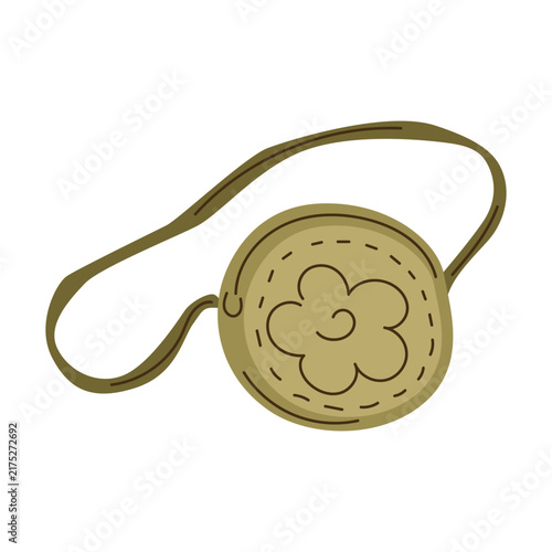 Hand Drawn Round Crossbody Bag Illustration with Floral Detail, Cute Small Shoulder Purse Fashion Accessory Isolated on White Background