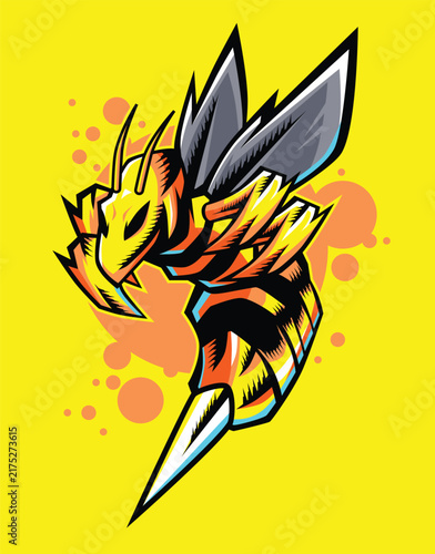 Aggressive Fierce Yellow Hornet