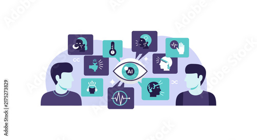 Artificial Intelligence AI Medical Diagnostic and Health Monitoring System Vector Illustration