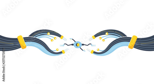 Abstract Severed Fiber Optic Cables Vector Representing Network Failure