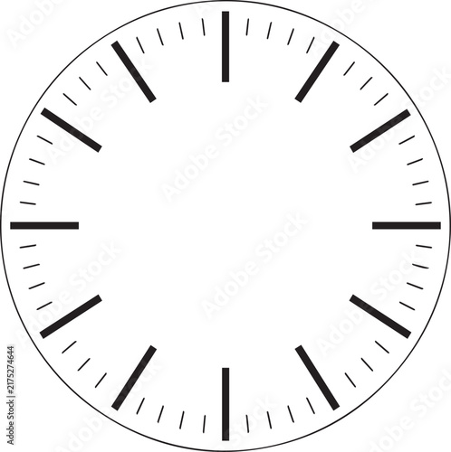 Created Kinds of Different Blank clock face template, analog clock with hour, minute, seconds marks on white Background