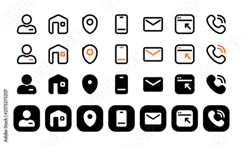 Business Card and Contact Information Icon Set