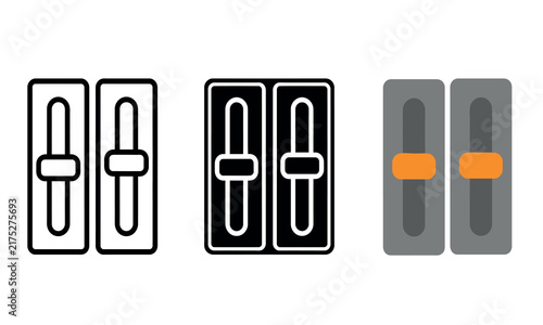 Bild auf Leinwand Two slider control icons are displayed in varying styles and colors against a wh