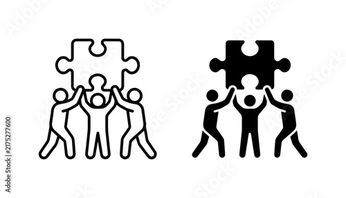 Teamwork Puzzle Icons, Collaboration Concept, Business Solution, Unity Symbol, Partnership Vector