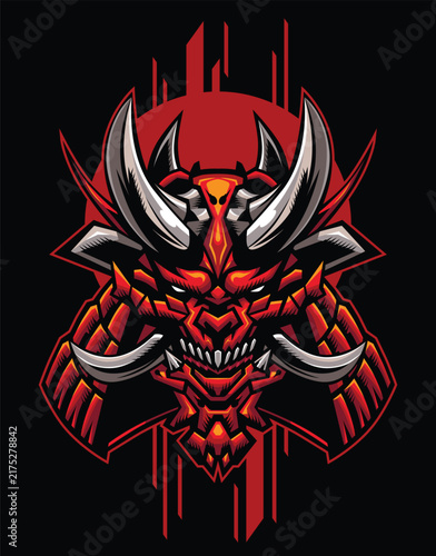 Red Devil Oni Samurai face