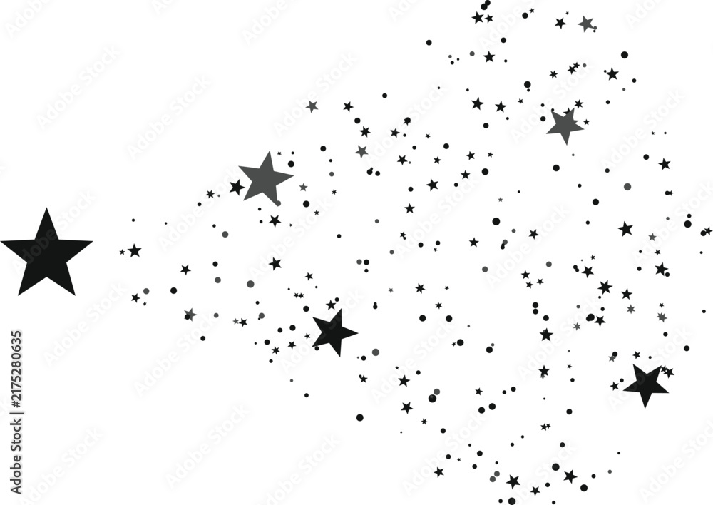 Fototapeta premium Scattered dark stars trailing across a clean white background during a celestial event