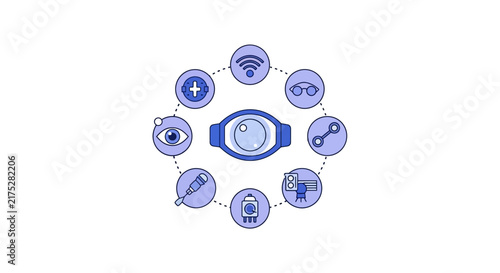 Smart Vision Technology and Augmented Reality Icon Set for IoT and AI Healthcare