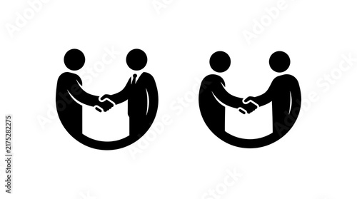 Two business people shaking hands meeting icon