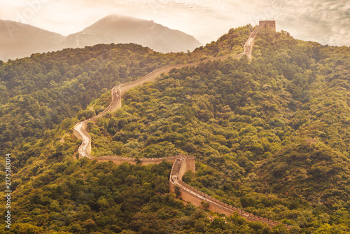 Bild auf Leinwand Beijing, China, scenic sunset on the Great Wall of China (Badaling) snaking over