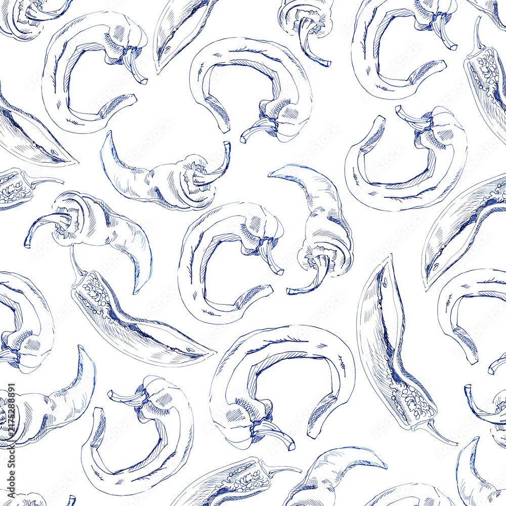 Fototapeta premium Pepper pattern. Suitable for fabric, textile, wallpaper, wrapping paper, stationery