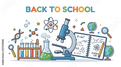Back to School Lunch Box with Sandwich, Apple, Water Bottle and School Supplies