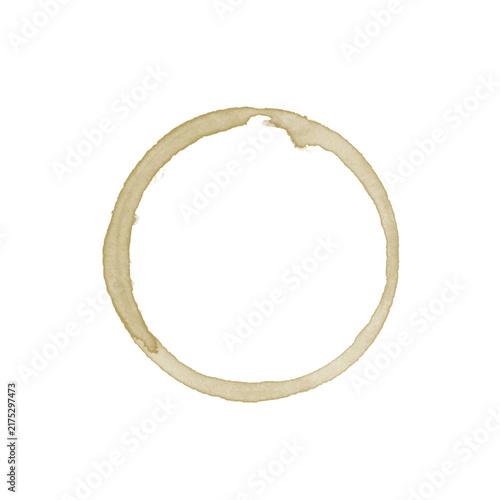 Coffee Stain Brown Circular Imperfect Texture Isolated on White Background for Photoshop Brush and Design Overlay