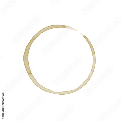 Coffee Stain Vector Set — Thin Circular Cup Ring with Uneven Rim and Varying Opacity on White Background for Grunge Texture & Decorative Design