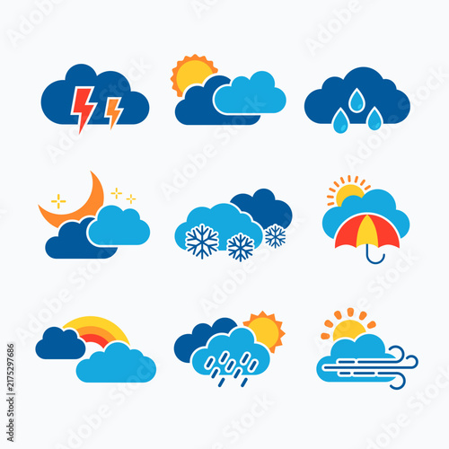 Flat Weather Cloud Icon Set