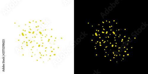 Abstract yellow gold ink splash or liquid splattered effect ideal for design overlay, motion graphics, and video elements.