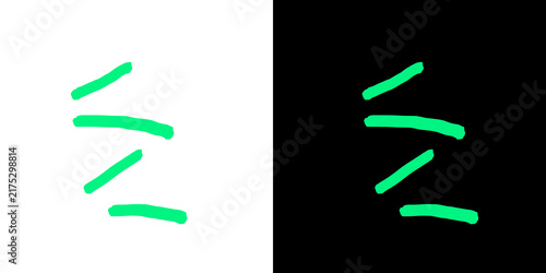 Vibrant green hand drawn abstract linear paint strokes on transparent background for creative graphic design templates.