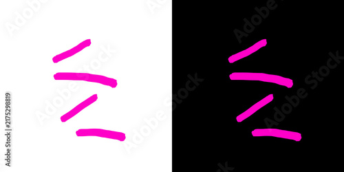 Magenta hand drawn abstract linear elements on transparent grid background are ideal for modern artistic design layouts.