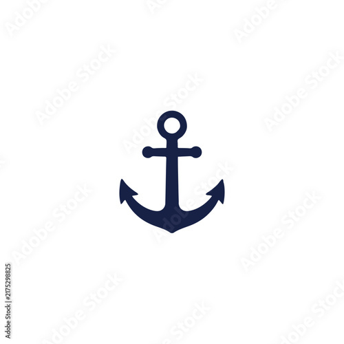 Dark blue anchor silhouette against a white background a simple nautical vector illustration maritime navy sea ocean water