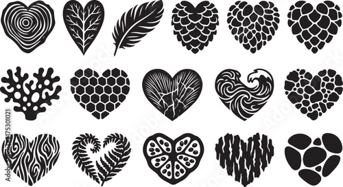 Decorative Heart Pattern Solid Icon Collection