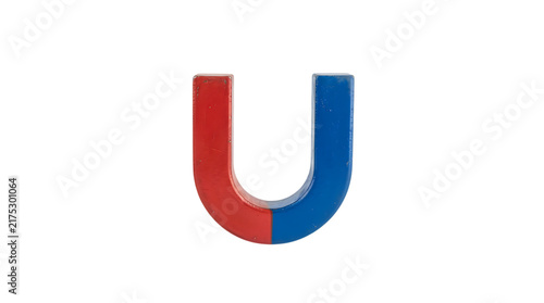 A classic red and blue horseshoe magnet isolated on transparent background
