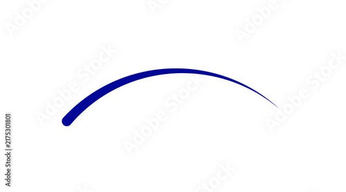 Dark Blue Tapered Curved Arc Line Graphic Element Isolated on Transparent Background