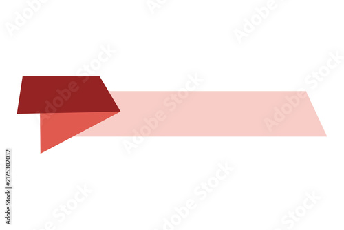 Maroon Coral and Light Pink Origami Folded Ribbon Banner Isolated on Transparent Background