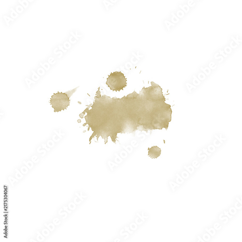 фотографія Circular coffee cup ring stain with drip isolated on white background, espresso