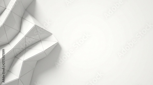 Plakat w ramie Abstract white geometric background, a minimalist digital artwork featuring sharp polygonal shapes and clean lines creating a modern and sophisticated design.