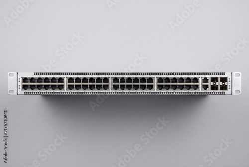Obraz na płótnie Network switch device ethernet ports panel professional hardware rack