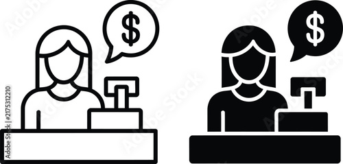 Cashier checkout counter retail store vector illustration