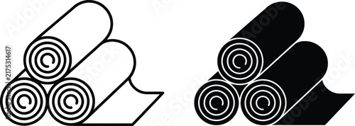 Stacked rolled paper or fabric rolls vector illustration