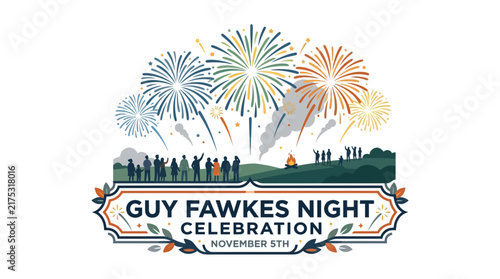 Celebration with Fireworks and Crowd