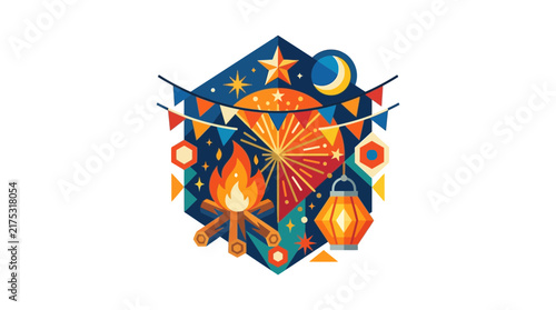 Campfire Celebration with Festive Decorations