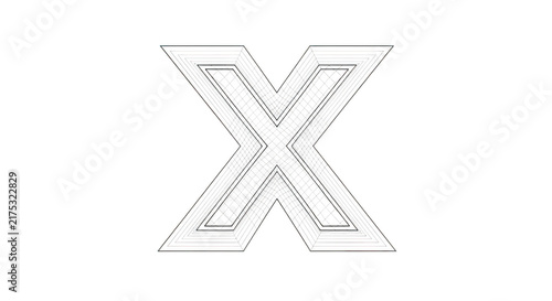 Black letter x outline icon symbol isolated on transparent background