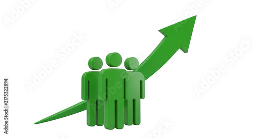Green people icons with up arrow isolated on transparent background