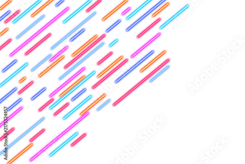 Colorful Neon Diagonal Speed Lines  Isolated on Transparent Background