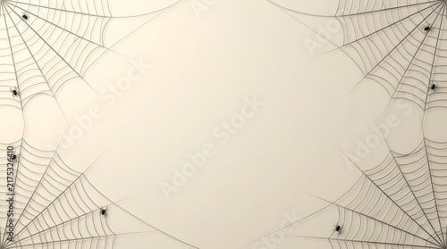 Vintage parchment paper background with intricate spider web corners and empty center space