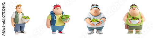 Man and nutrition food isolated 3d character mockup without background using for goof habit purpose.