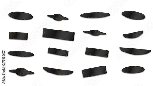 Set of dark metallic geometric buttons and abstract shapes isolated on a white background, for digital interface, and use