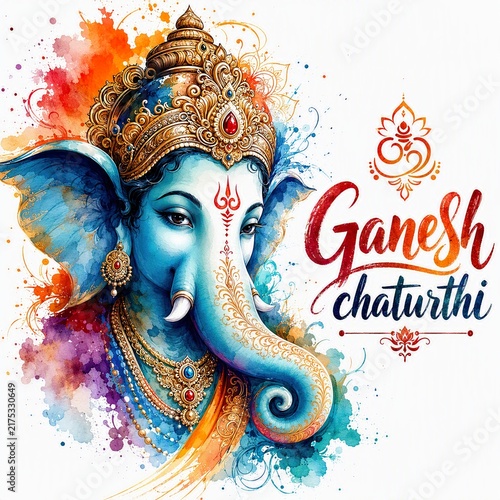 illustration of Ganesh Chaturthi festival of India. Generative AI	
