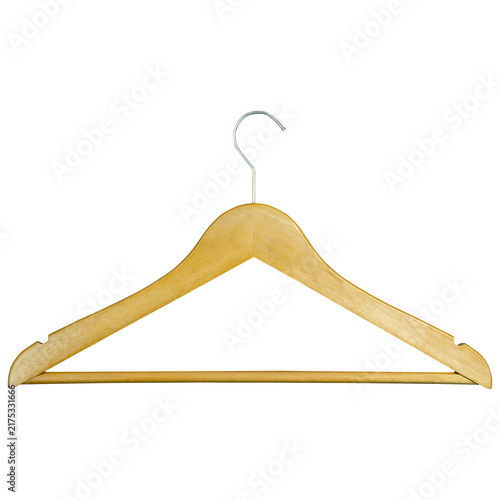 wooden hanger isolated on white