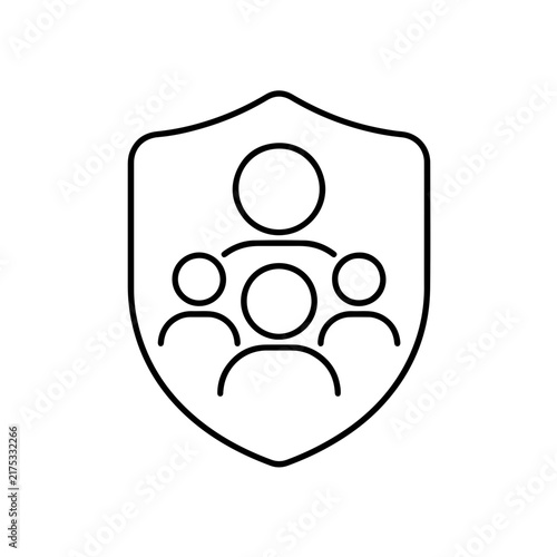 Family Health Coverage Thin Line Icon