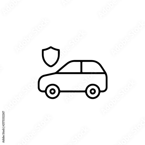 Car Insurance Shield Thin Line Icon