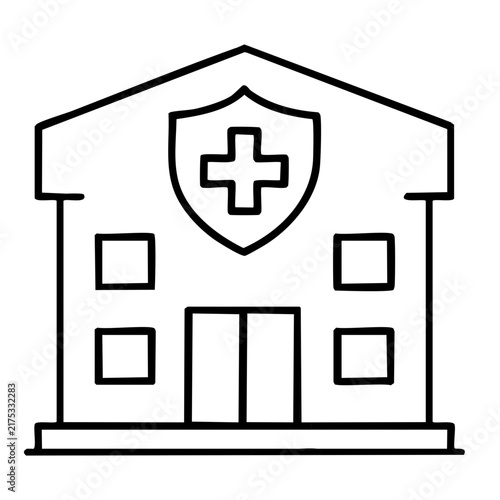 Hospital Insurance Coverage Thin Line Icon