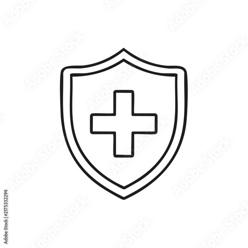 Health Insurance Shield Thin Line Icon