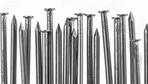 Metal nails isolated on white background