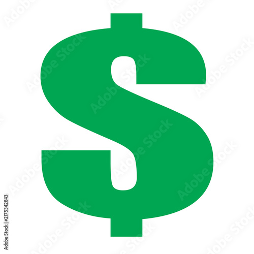 Green dollar sign icon currency money symbol isolated on white background flat vector illustration
