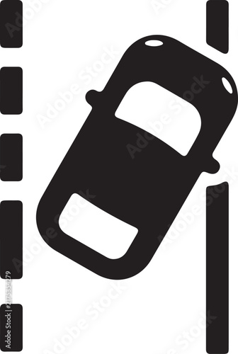Black and white car accident icon simple flat vector design element for traffic safety and insurance concepts isolated on white background
